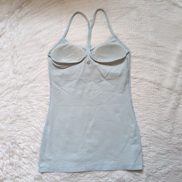 Lululemon Power Y Tank Luon Breezy Blue Size 4 Gym Workout Yoga - Picture 7 of 10